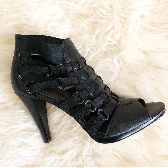 Nine West Black Strappy Open Toe Slip On Heels 5 - Picture 3 of 6